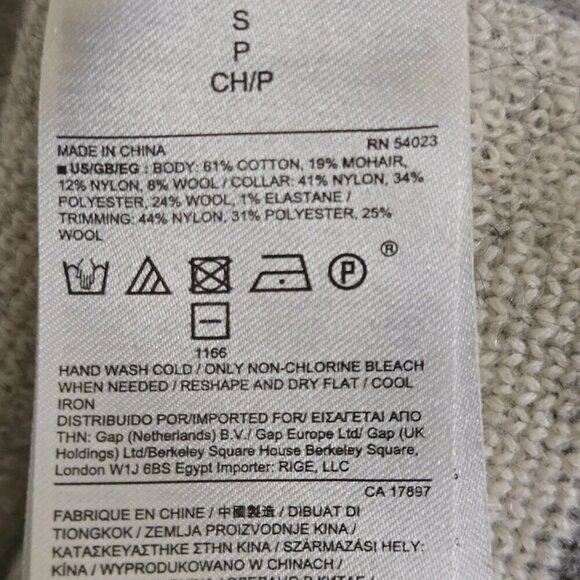 Banana Republic Gray Buffalo Check Mohair Wool Blend Crewneck Sweater Size S - Picture 7 of 7